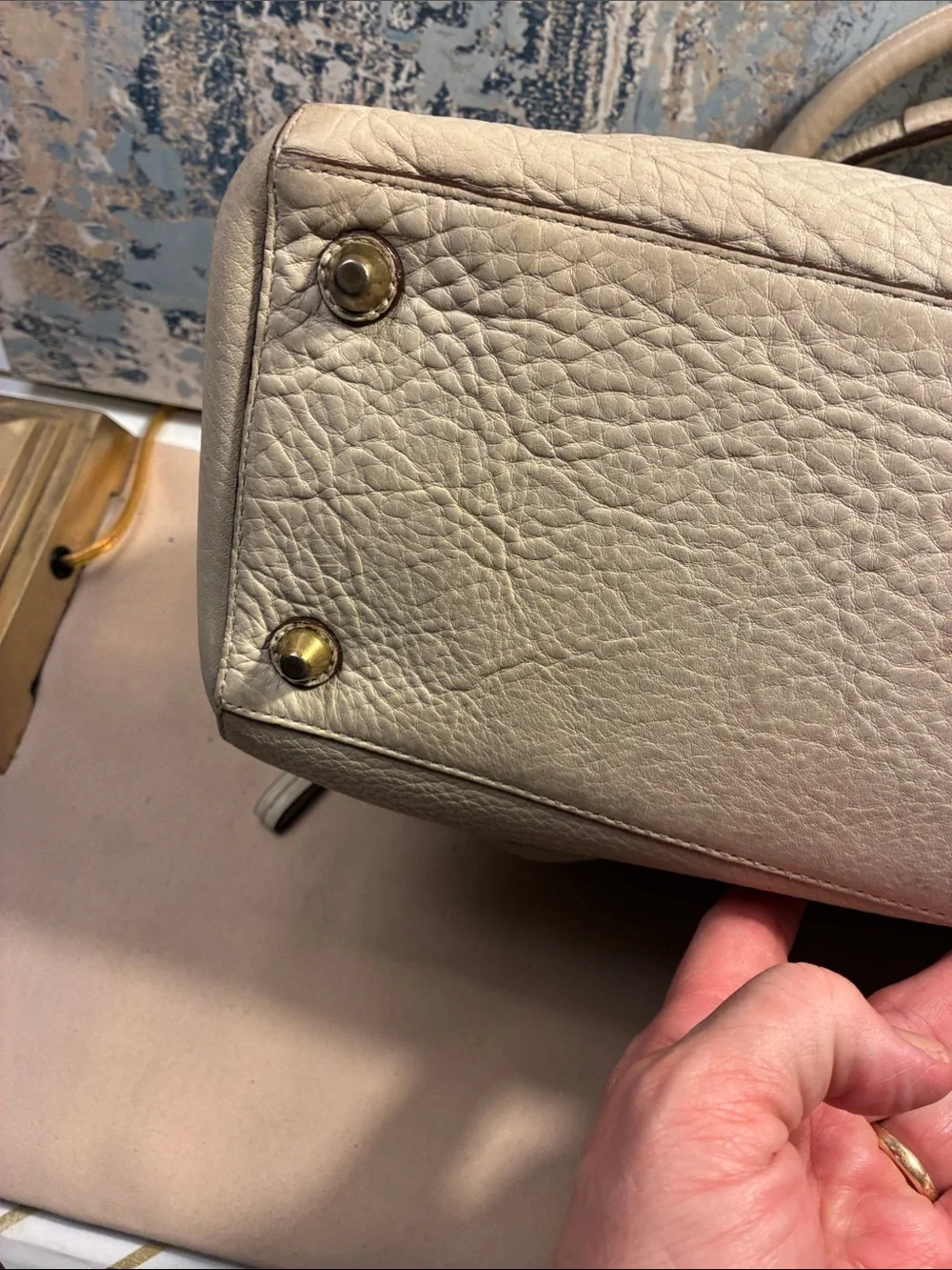 Genuine Vintage Coach Hampton 2006Cream Leather Tote with Braided Trim